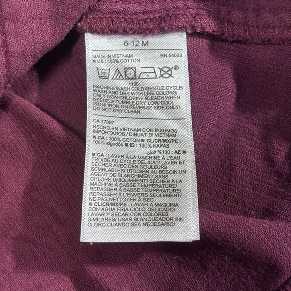 Old Navy Girl's Sleeveless Button-Front Corduroy Overall Burgundy Dress 6-12 Mon - Picture 5 of 7